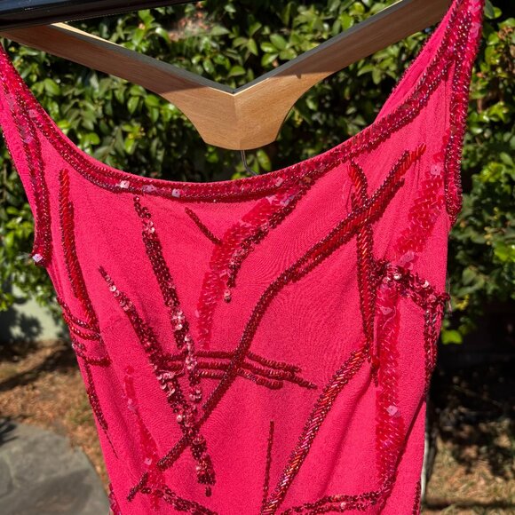 Mozhgan Haute Couture Beaded Pink Chiffon Gown Dubai Rare Luxe - Picture 5 of 13